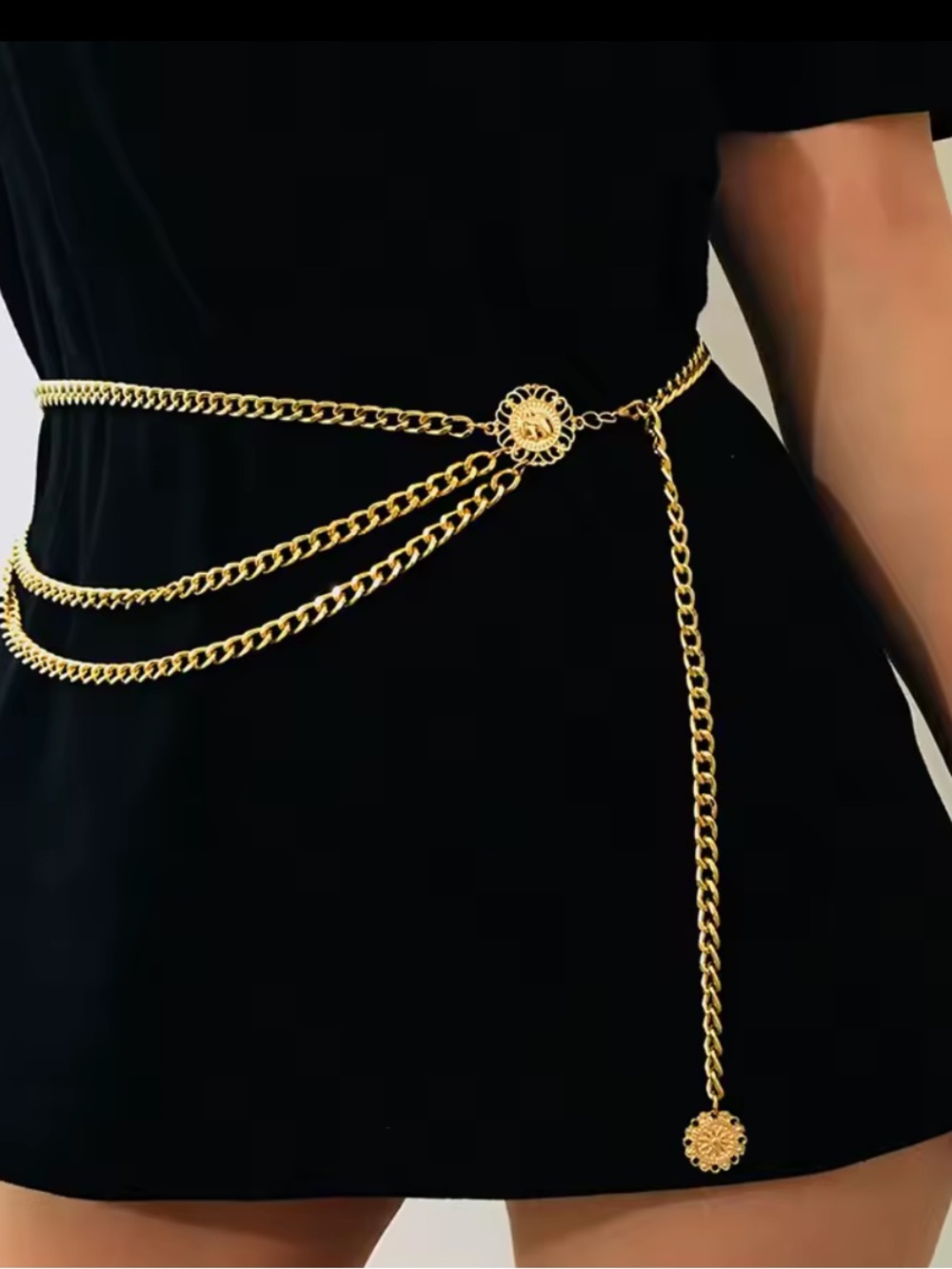Elegant Golden Layered Chain Waist Belt